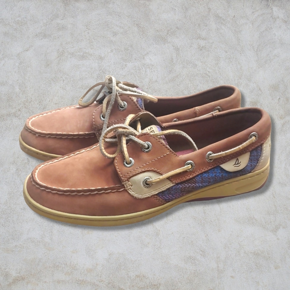 SPERRY TOPSIDER PURPLE PLAID US 7F